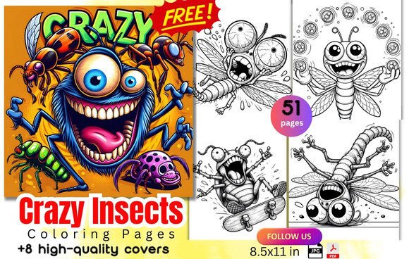 Crazy Insects Free Coloring Pages